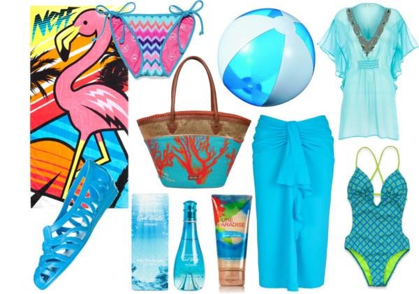 look de playa azul