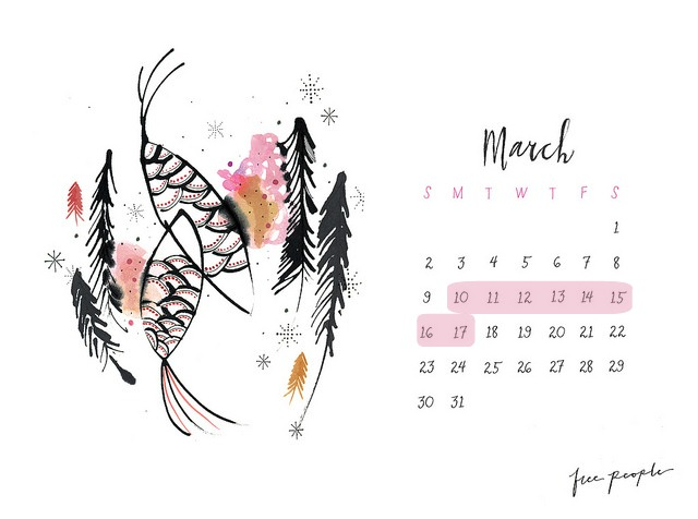 calendario de marzo calendario free people