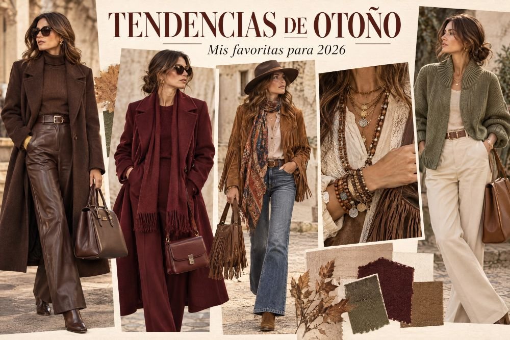 Tendencias de moda otoño-invierno 2026: abrigo marrón chocolate y bolso de ante