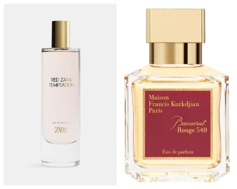 Red Temptation zara equivalencia a Baccarat Rouge 540