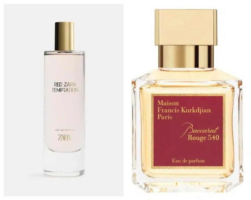 Red Temptation zara equivalencia a Baccarat Rouge 540
